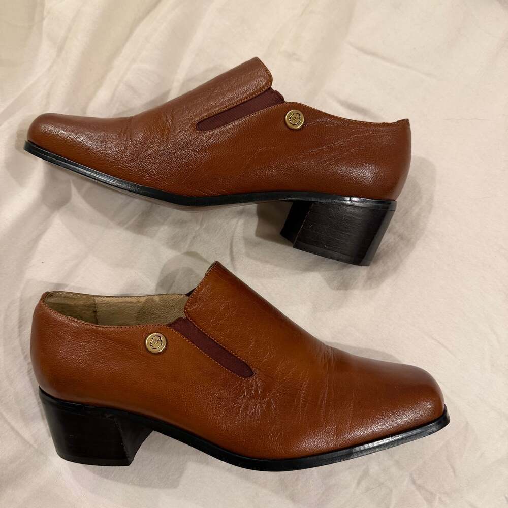 Belle Brown Leather Slip On Shoes - Women's Size 6.5M - Picture 3 of 5